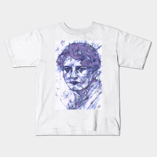 ZELDA FITZGERALD watercolor and ink portrait .1 Kids T-Shirt by lautir